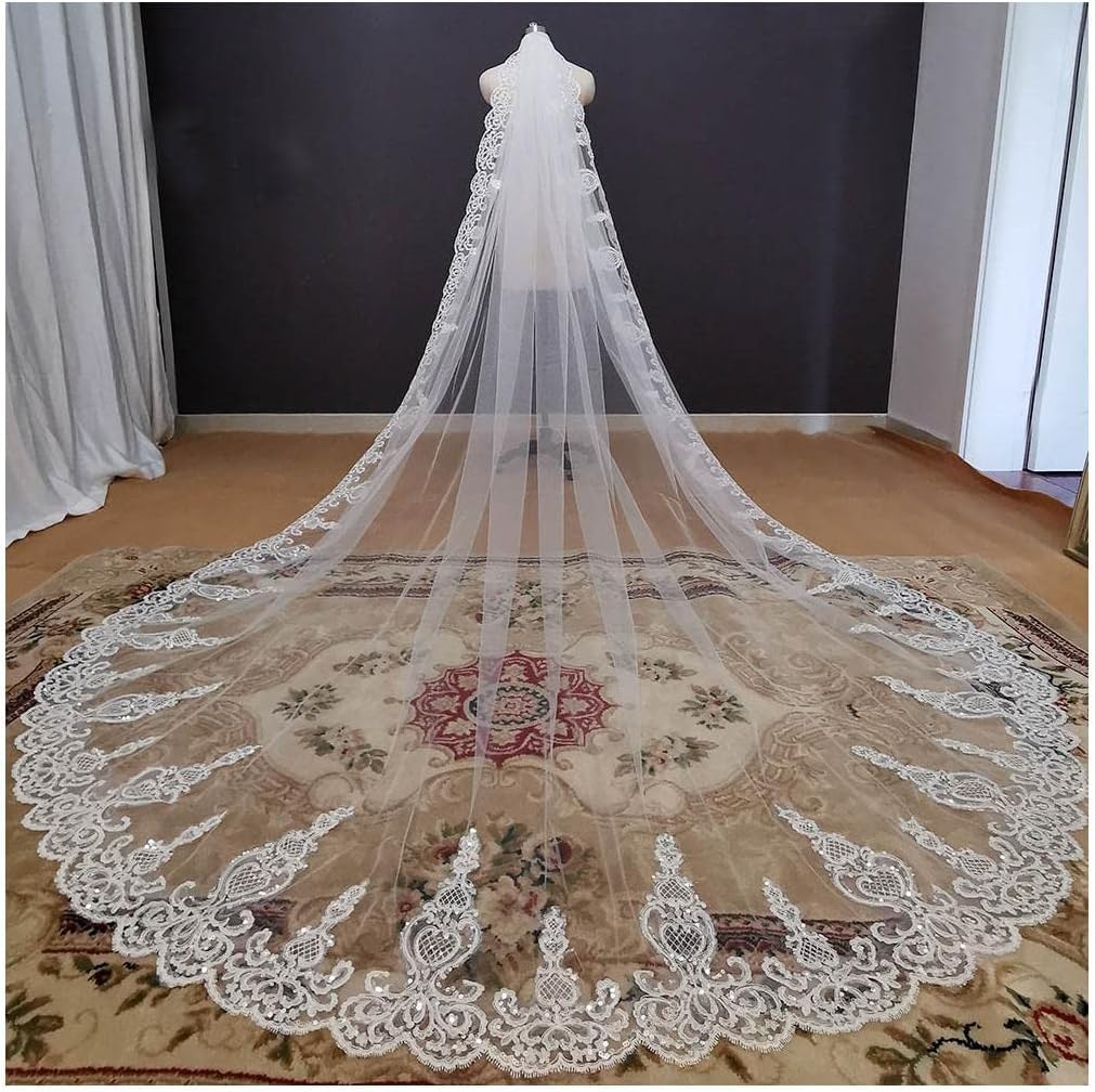 Bruids Tule Kanten Lange Sluiers Met Kam Bruidssluier 3 Meter Bruidssluier 1 Laag Bruids Tule Sluier Elegante Schouder Sluier