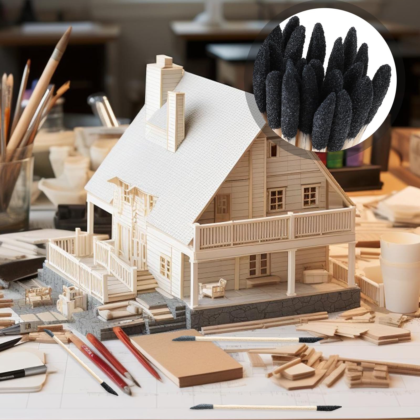 30 bastoncini abrasivi doppi, per spazi ristretti, per legno, grana 150/280, per lucidatura e dettagli fini, ramoscelli per modelli in plastica, legno, hobby, riempitori, 13 x 0,5 cm