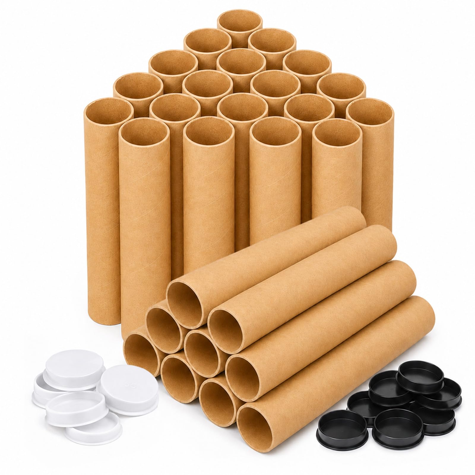 TryDrem 2 x 15 inch Mailing Tubes, 30 Pack Cardboard Poster Tubes with Caps