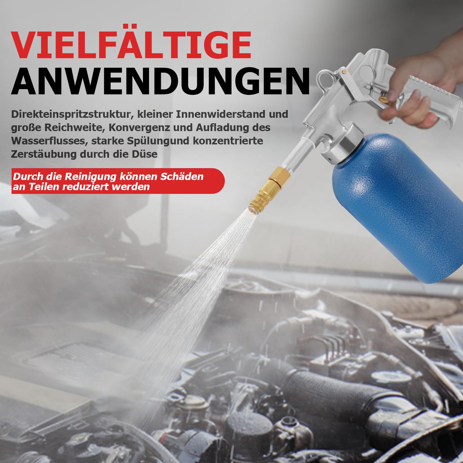 Pistolet do kubków ciśnieniowych ze zbiornikiem 1100 ml, wykonany z wytrzymałej stali, 4-6 bar, wlot powietrza 1/4", pistolet do uszczelniania pustych przestrzeni, pistolet antykorozyjny, pistolet