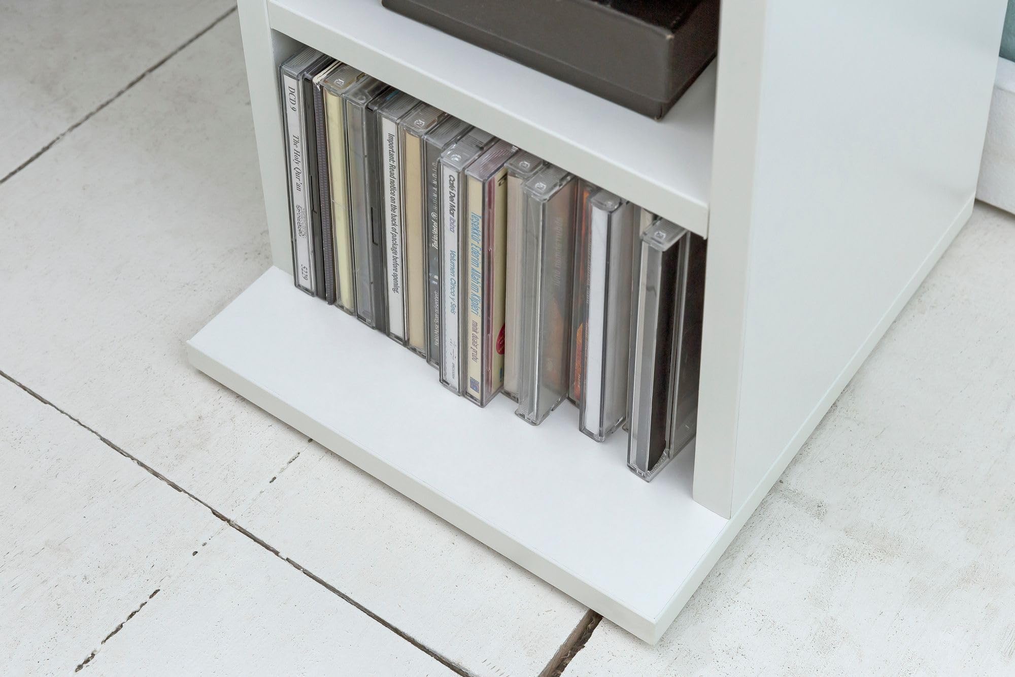 FineBuy Porta CD 21x20x90 cm con 6 Scomparti, Scaffale Stretto | contenimento per CD e DVD, aperto scaffale salvaspazio, libreria per soggiorno e cameretta, essenziale