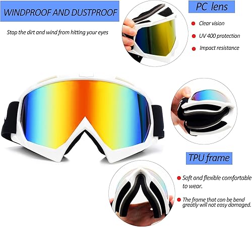 Miniatura 5 de Gafas ATV para motocicleta, bicicleta de tierra, motocicleta todoterreno, motocross, MX, UTV, gafas resistentes al viento, al polvo y a los arañazos