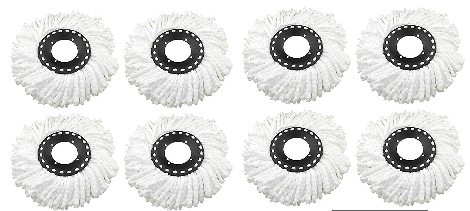 Toxham Microfiber 360 Degree Head Refill for Magic Mop, Standard, White -Set of (8)