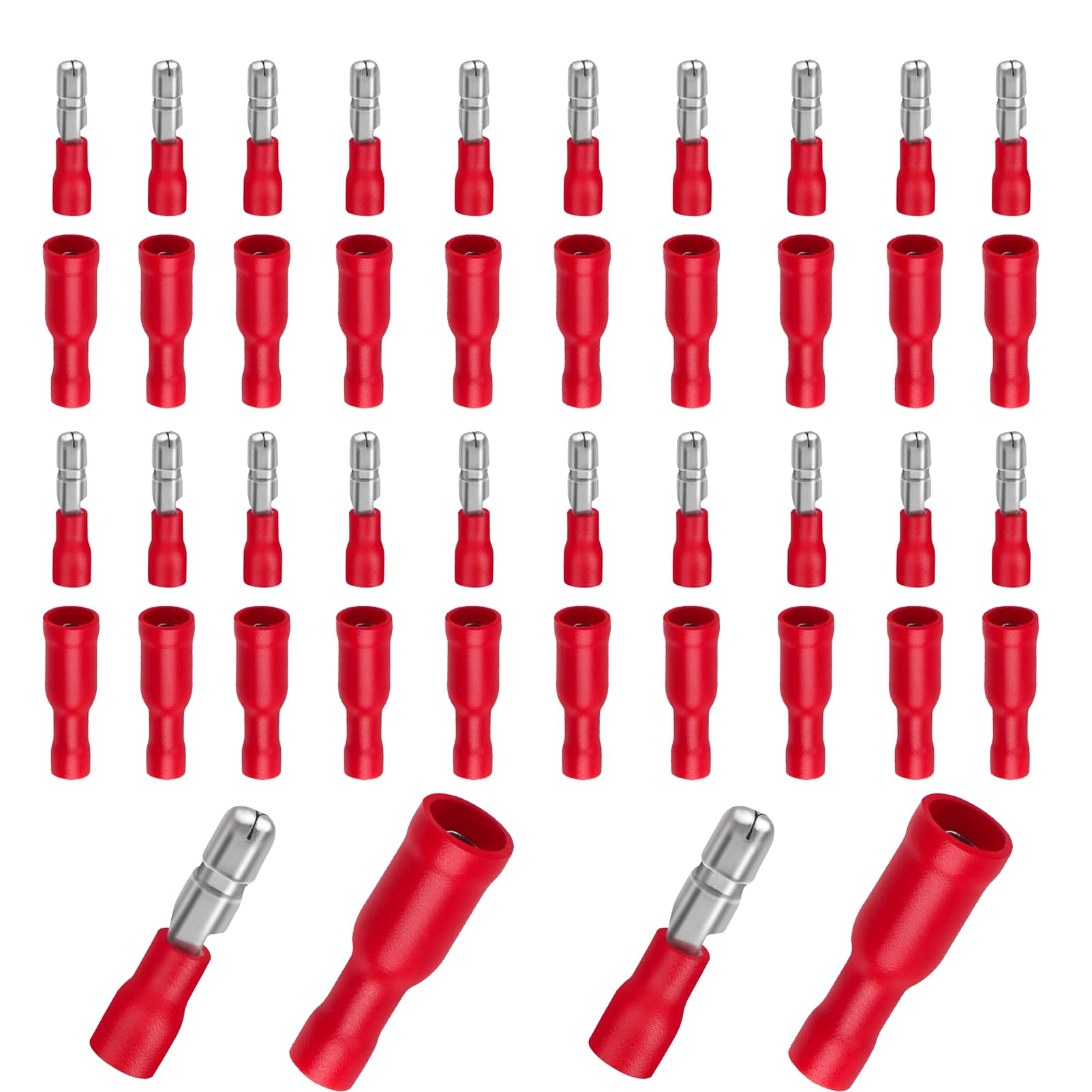 100Pcs Bullet βConnectors Terminal, βCrimp Connectors, Insulated Male Female Quick Splice Butt βTerminalsβ for Home Appliances Automotive Use (0.5-1.5mmΒ²)