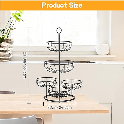 Miniatura 2 de Cesta de frutas de 5 niveles para encimera de cocina, soporte de almacenamiento de frutas de alambre de metal de gran capacidad, soporte de