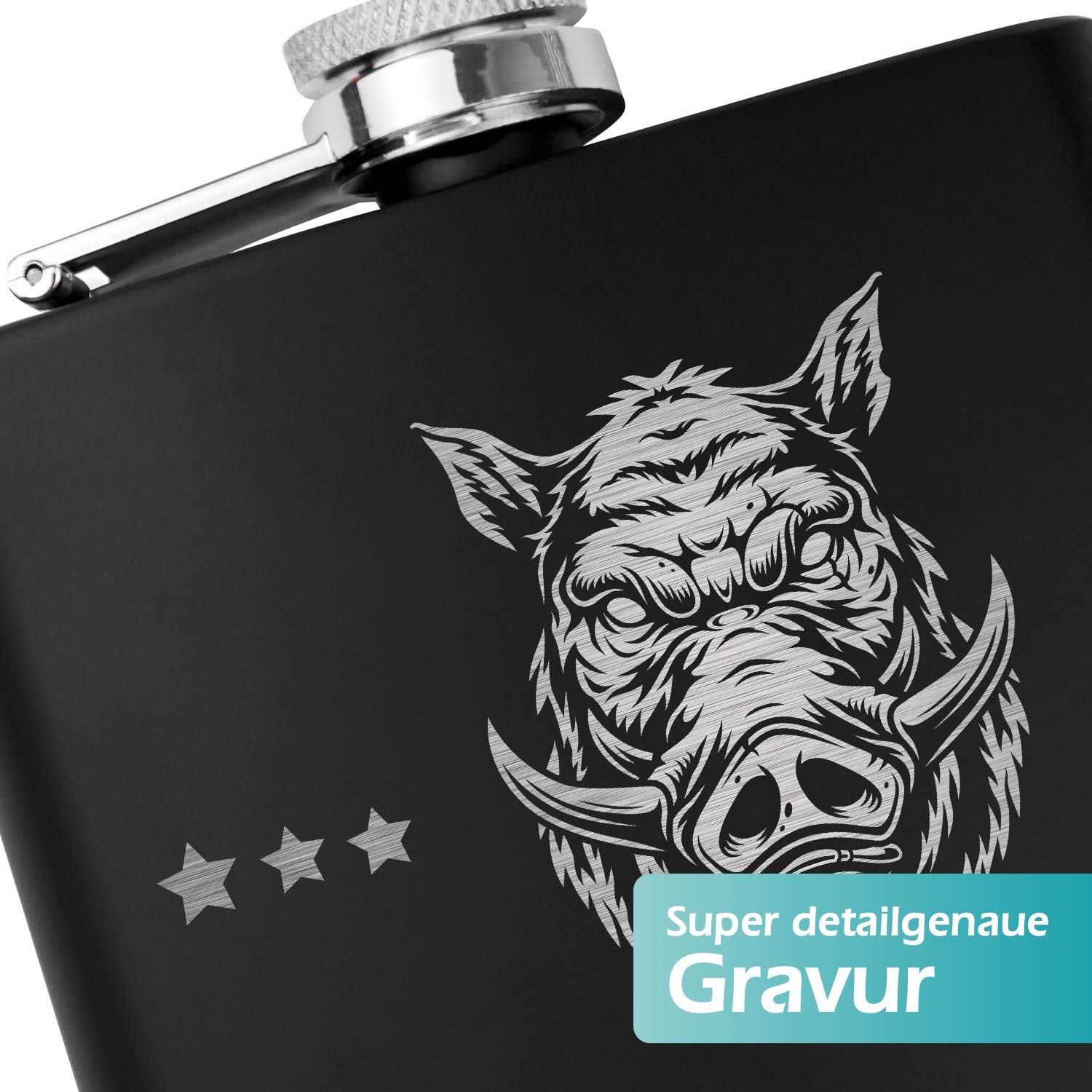 Fiaschetta In Acciaio Inox Con Incisione "Schützenfest" - 170 Ml - Regalo Personalizzato In Legno Per Sportivi