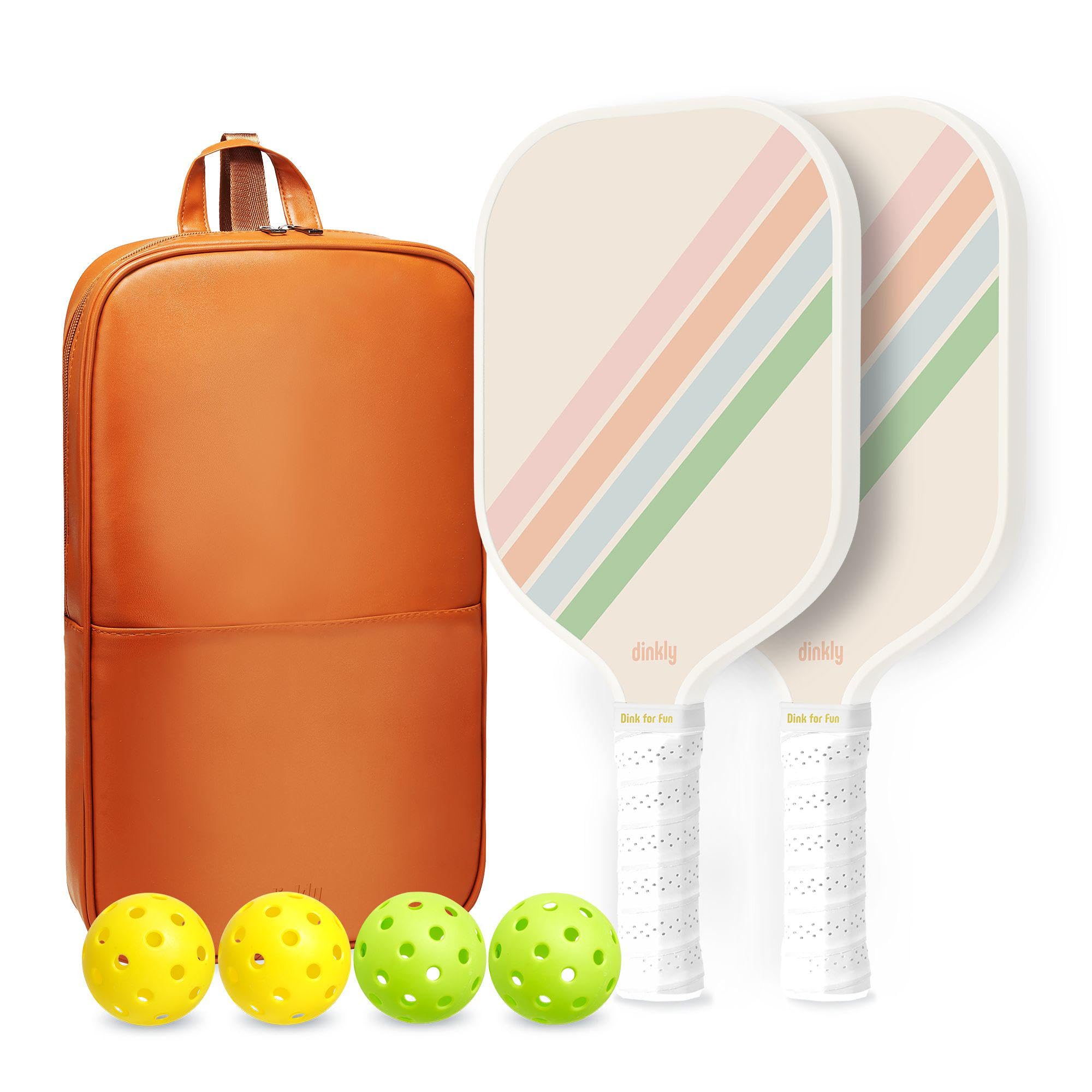 Pickleball Rackets Set of 2, USAPA Approved Graphite & Fiberglass Racket, 2 Paddles, 4 Balls and 1 Portable PU Carry Bag, Pickle Ball Paddle Gift for Women, Men(Macaron Twill)-image-40
