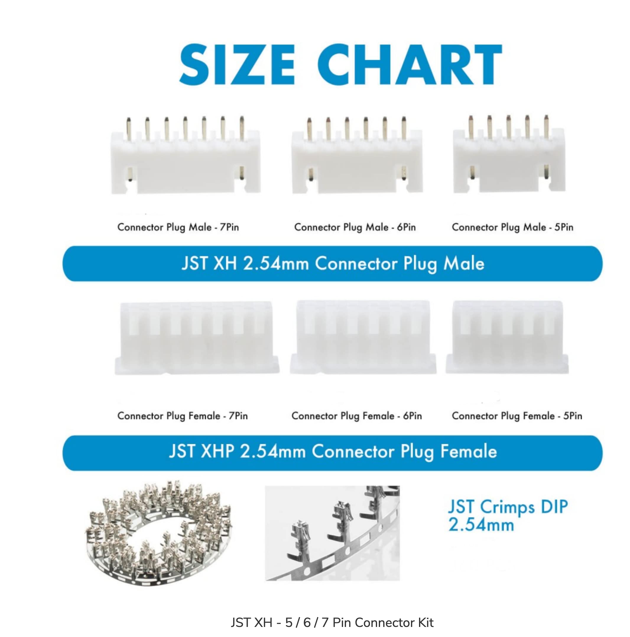 VUNIVERSUM JST-XH Lot de 4 câbles d'équilibre de qualité supérieure 6S 7 broches 20 cm Câble de charge XH mâle vers femelle 24 AWG Câble adaptateur pour batterie Lipo 22,2 V