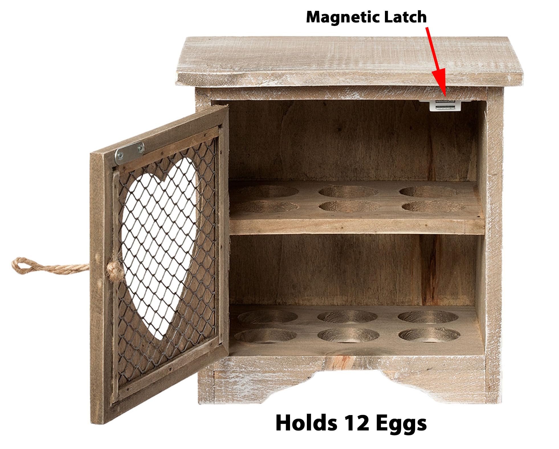 Porte-œufs rustique – Maison de rangement pour comptoir de cuisine – Finition en bois gris avec motif de ferme – Organiseur pouvant contenir 12 œufs