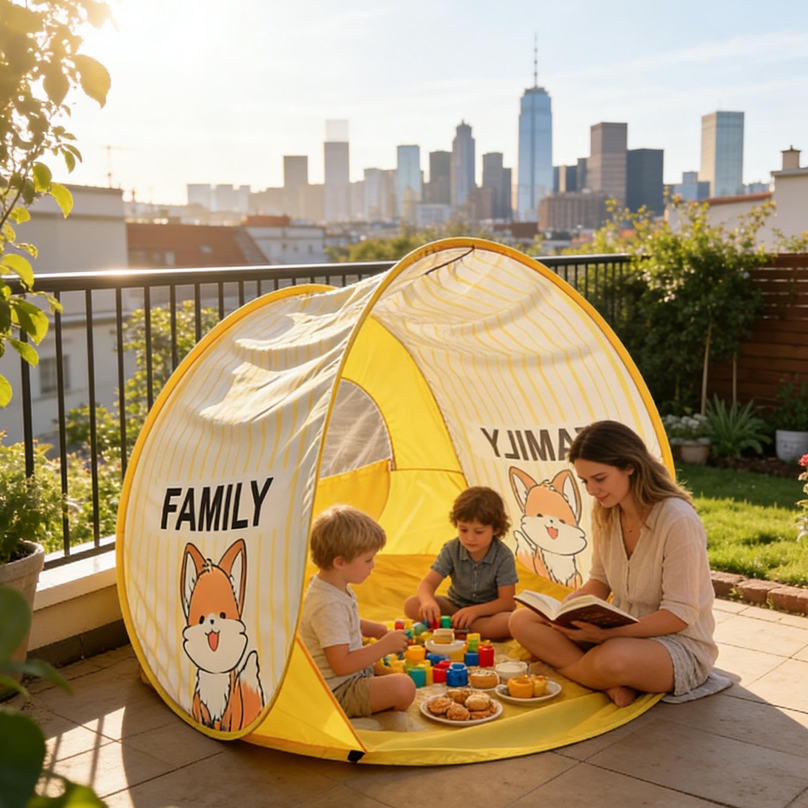 Tienda de campaña familiar – toldo portátil impermeable con bonito toldo para playa al aire libre, bronceado, patio trasero, picnic, pesca, viajes, piscina, resort, orilla, terraza, verano