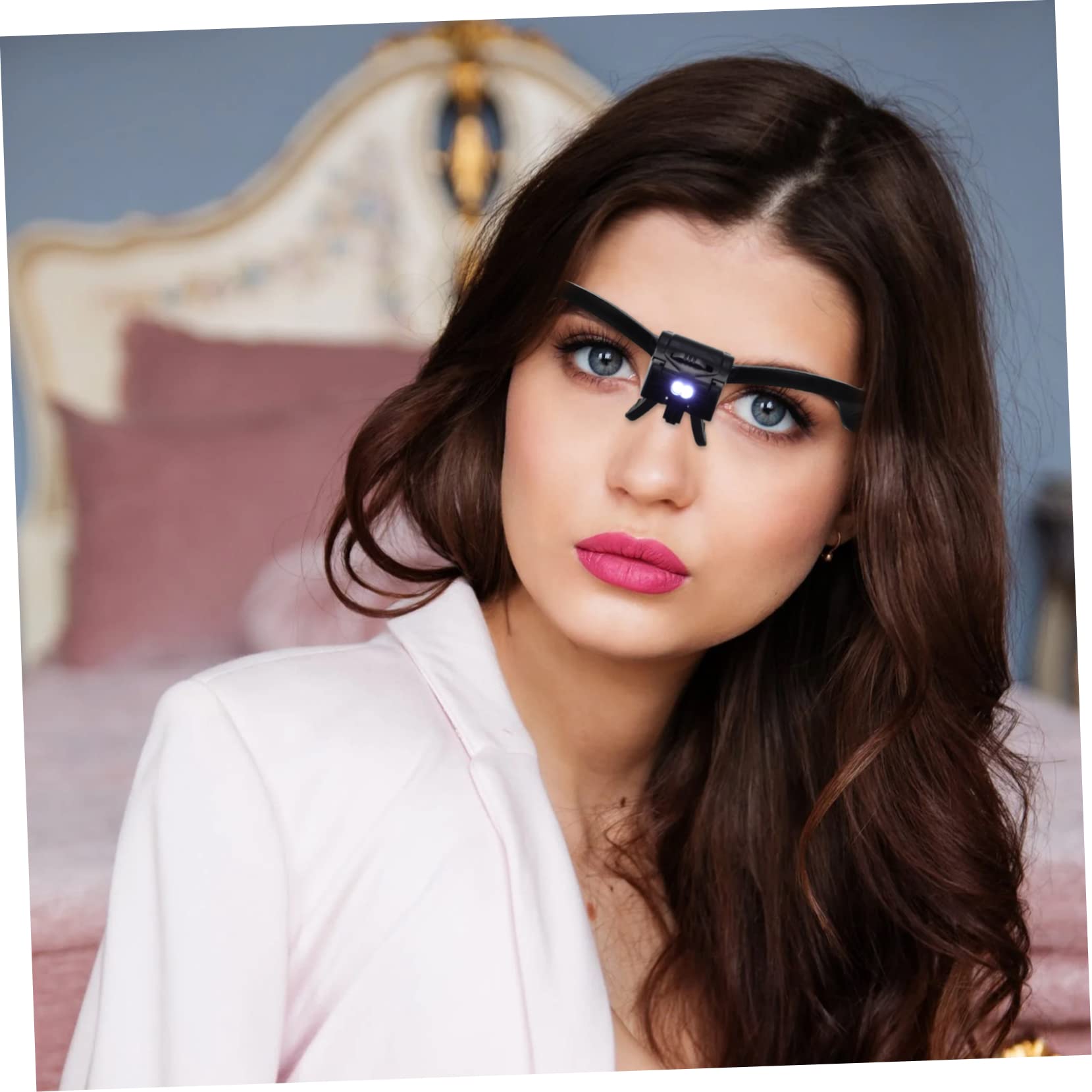Baluue Zeckenlupe mit 5 Linsen Vergrößerungsbrille LED Licht Kopfhalterung Kunststoff Acryllinse Schwarz für Präzises Arbeiten
