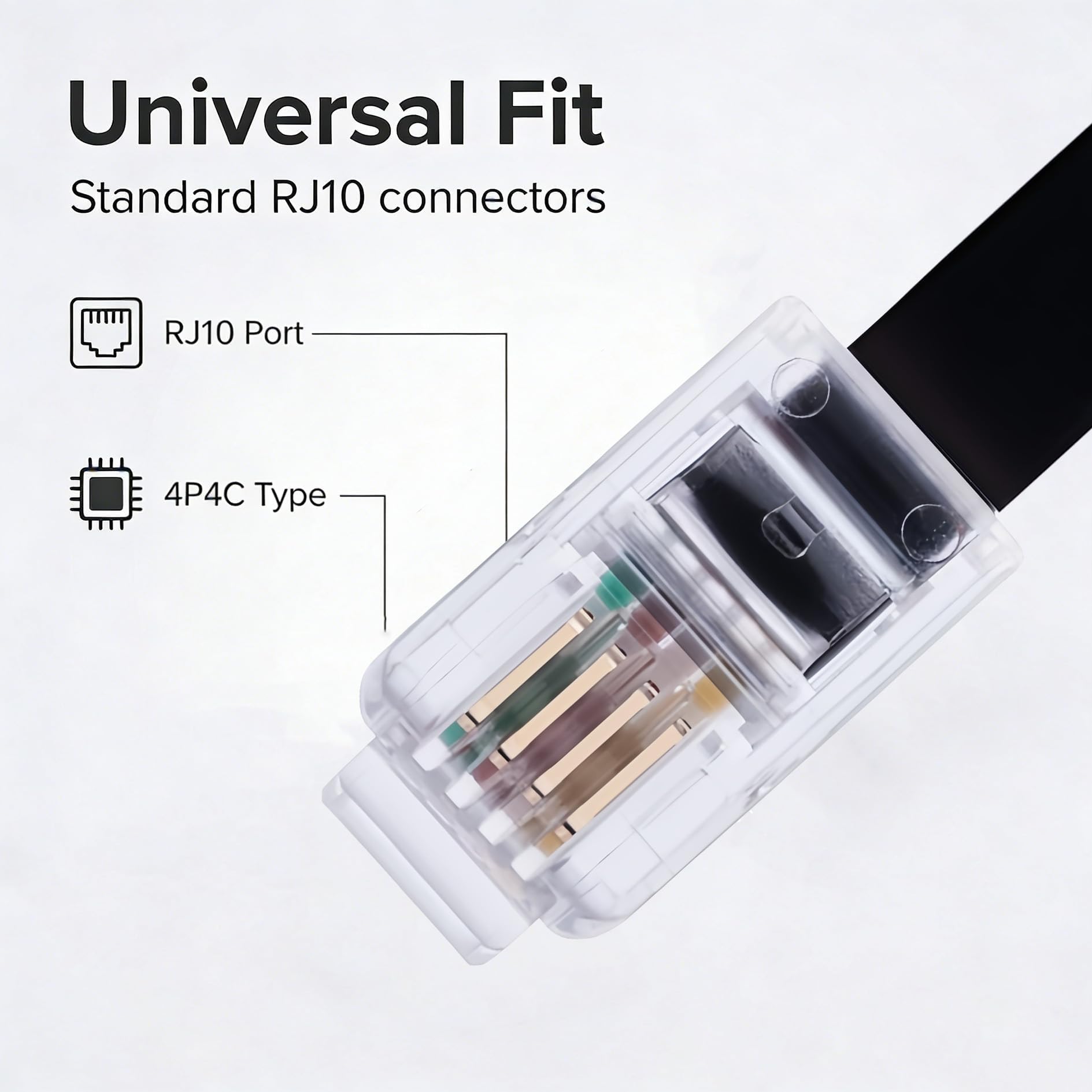 5M Câble téléphonique RJ10 incurvé à ressort en spirale pour combiné téléphonique 5m pour combiné Téléphonique Compatible avec AT&T, Cisco, NEC, ROLM, ITT, TI Téléphones Fixes (Noir)