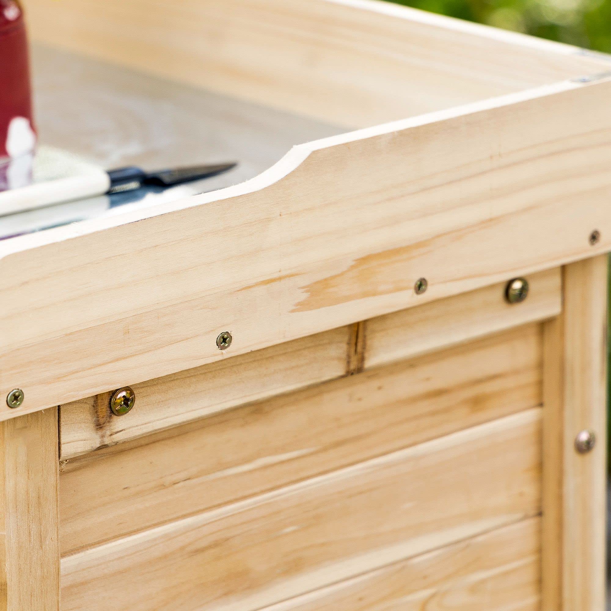 Outsunny Armoire de jardin bois avec table basse 83x40x92 cm
