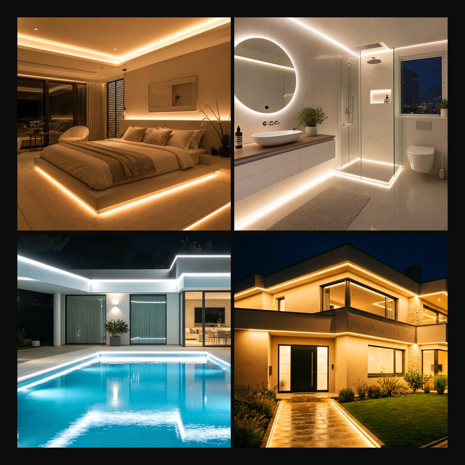 YOODI Tira LED COB 220V 10M Blanco Frío 6000K Exterior Impermeable IP65 | Tiras de LED Adhesiva 320LEDs/M Luces LEDs Flexible Recortable Con Interruptor y Enchufe para Jardín, Dormitorio y Piscina