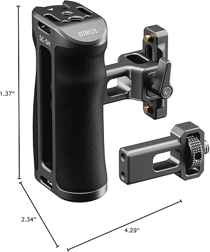 Miniatura 10 de SIRUI Mango lateral para jaula de cámara, aluminio NATO y soporte de localización de 3/8 pulgadas para agarre lateral ARRI con zapata fría y