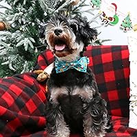 Vista 6 de ARING PET Collar de invierno para perro de Navidad, collar de algodón para perro con lazo, ajustable azul árbol de Navidad, collar para mascotas