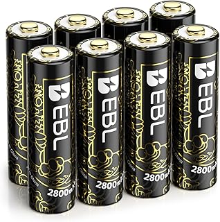 EBL Rechargeable Batteries AA 8 Counts 2800mAh, High Capacity Year of The Loong Limited Series Ni-MH Double AA Batteries (...