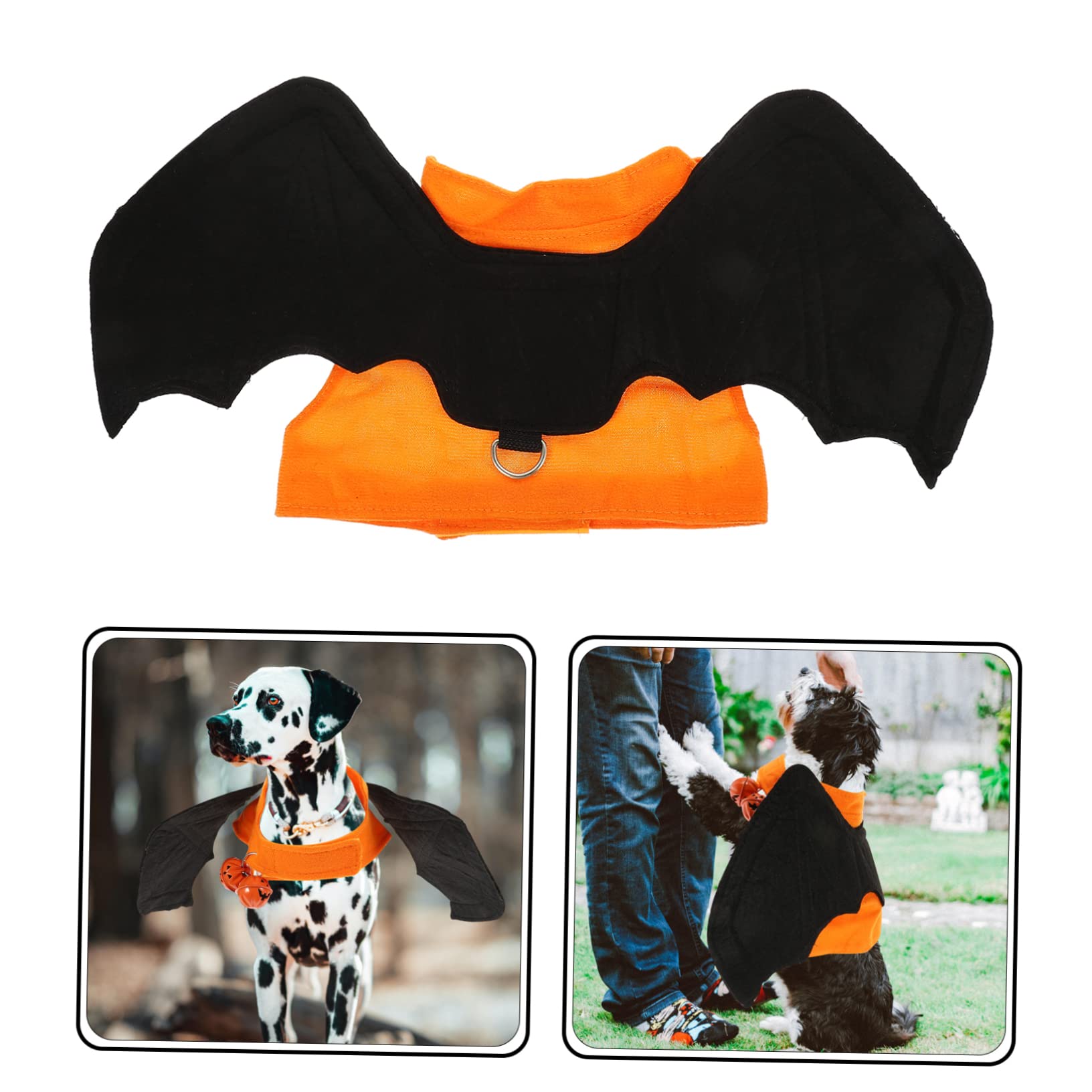 INOOMP 3piezas Disfraz De Murciélago para Mascotas Traje De Halloween para Perros y Gatos Ropa De Cosplay Alas Plegables para Fiestas y Celebraciones