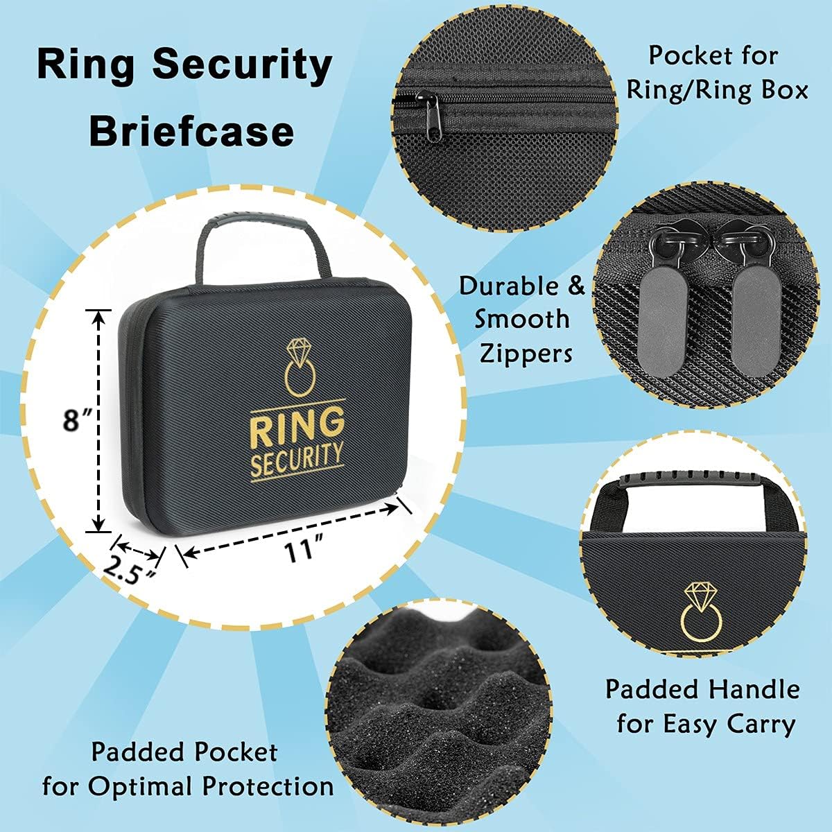 Ring Security Wedding Ring Bearer Gifts - Security Box, Ring Bearer Sunglasses, Kids Toy Badge, Security Earpiece Earplugs & Toy Handcuffs, Ring Bearer Proposal Gift Set with Sturdy Security Briefcase