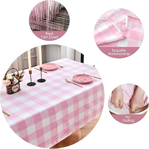 Miniatura 3 de LUOLUO Mantel rectangular  Mantel de 70.9 x 55 pulgadas, mantel reversible y lavable, mantel de picnic teñido de hilo de búfalo para comedor,