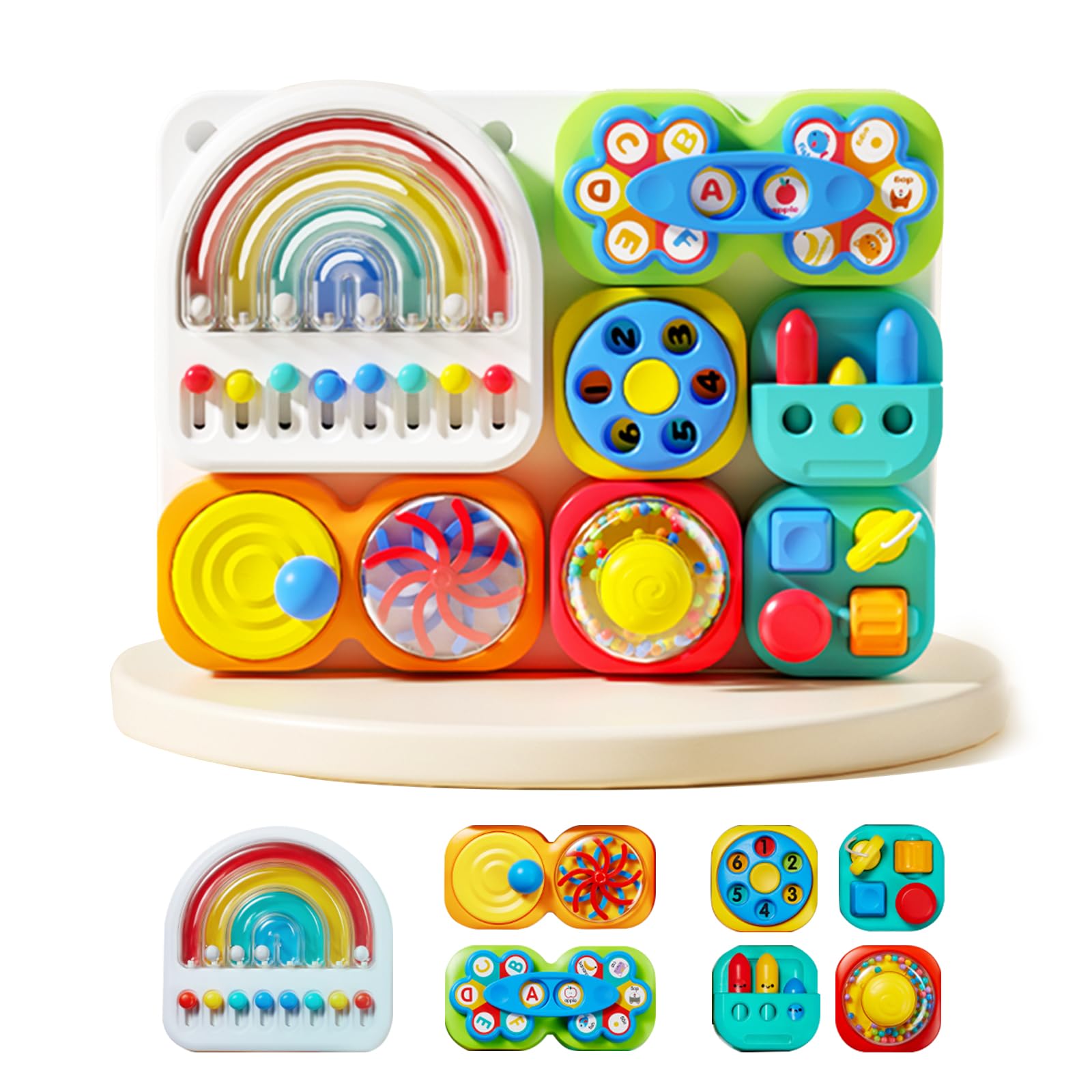 auby Busy Board 3.0 Detachable & Assemblable Educational Sensory Toy for Toddlers 1-6 – Portable Learning Activity Board with 7 Travel-Friendly Tools, Fine Motor Skills Development Classic Edition