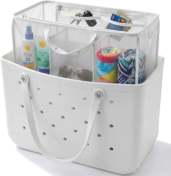 Beach Bag Organizer Compatible with X Large Bogg Bag Accessories Inserts,Lightweight Mesh Insert Divider Pouch for Original XL Bogg Bags,Beach Tote Bags Insert,White,X-Large