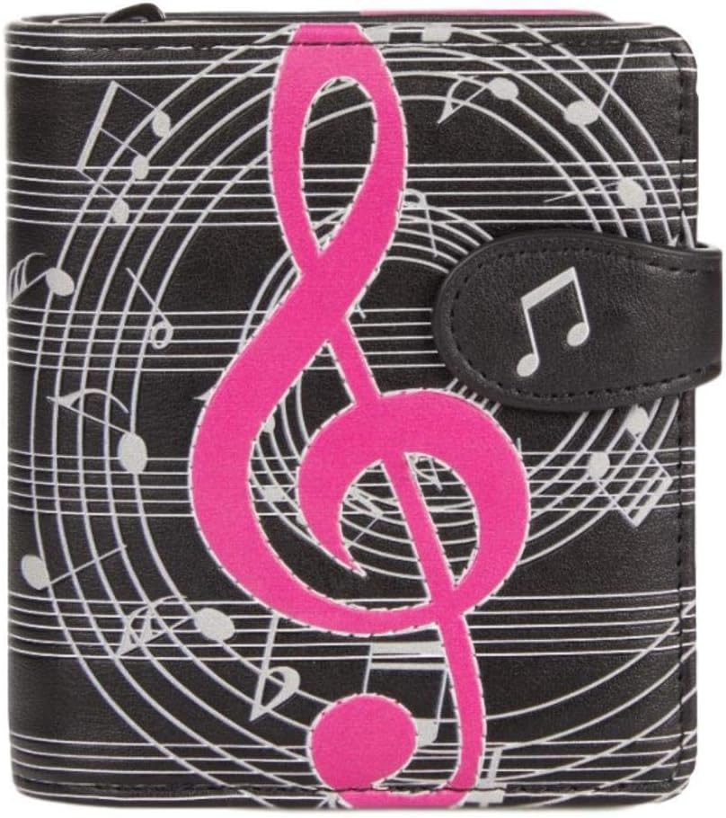 Musical Note Small Zipper Women's Bi-Fold Wallet (Fuschia)
