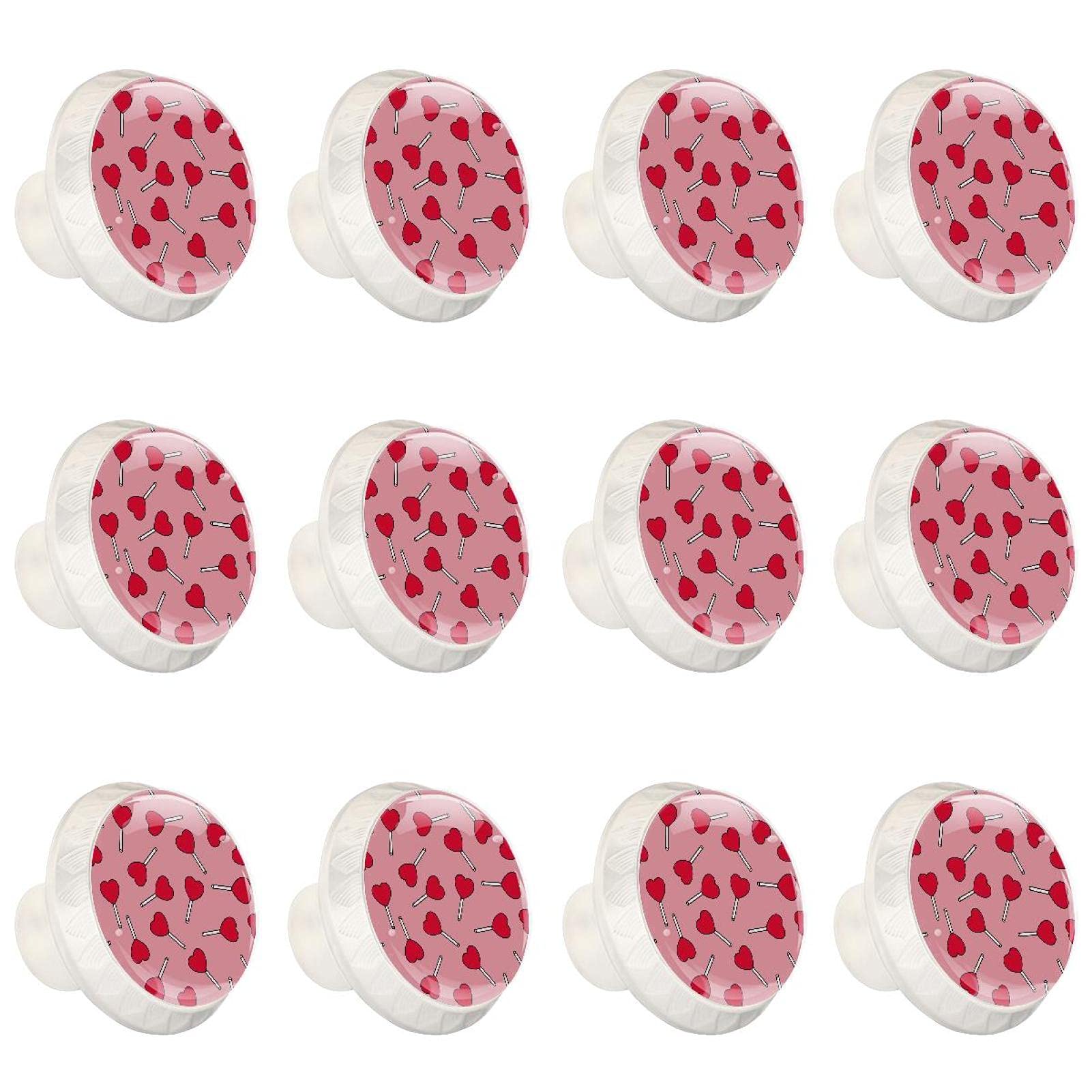 Poignée 12 pièces motif de bâton d'amour rose pour placards et commodes