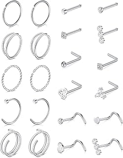 Nose Rings Nose Rings Hoops Nose Piercings Nose Piercing Jewelry Nose Rings for Women Nose Ring Surgical Steel Nose Ring 20g Hoop Nose Ring Silver Rose Gold Black