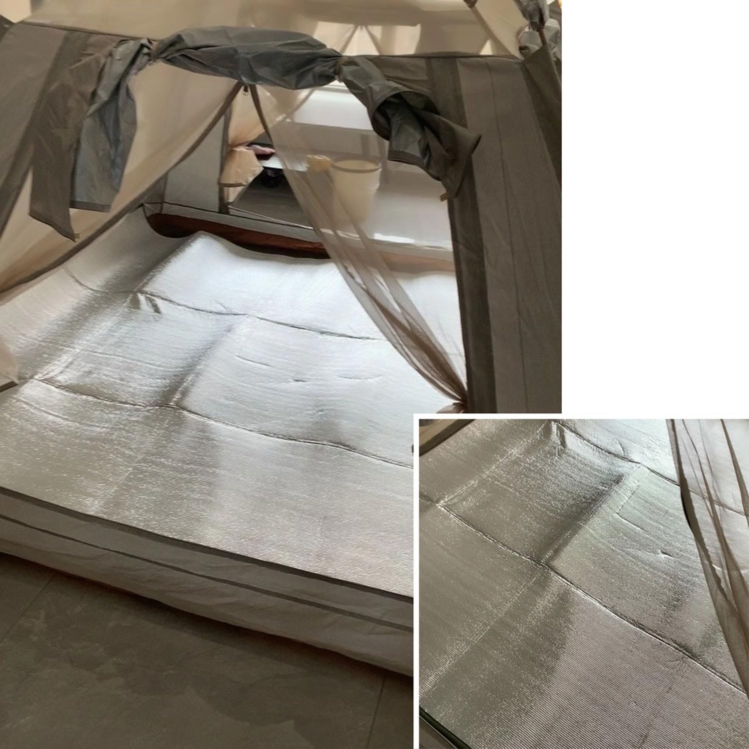 Mata kempingowa aluminiowa, Mata kempingowa z folii aluminiowej 9 mm Dwustronna karimata 0,9-3x2 m Torba do przechowywania