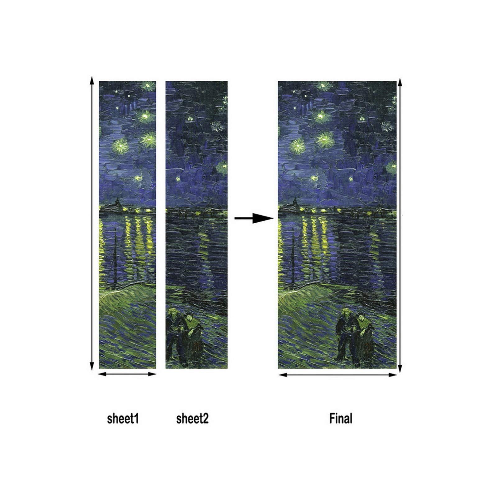 A.Monamour Adesivo Porta Autoadesiva Notte Stellata Sul Rodano Di Vincent Van Gogh Dipinto Ad Olio Vinile PVC Adesivi per Porte Interne 3D Pellicola Adesiva Poster Sticker Murale Decorazione da Parete