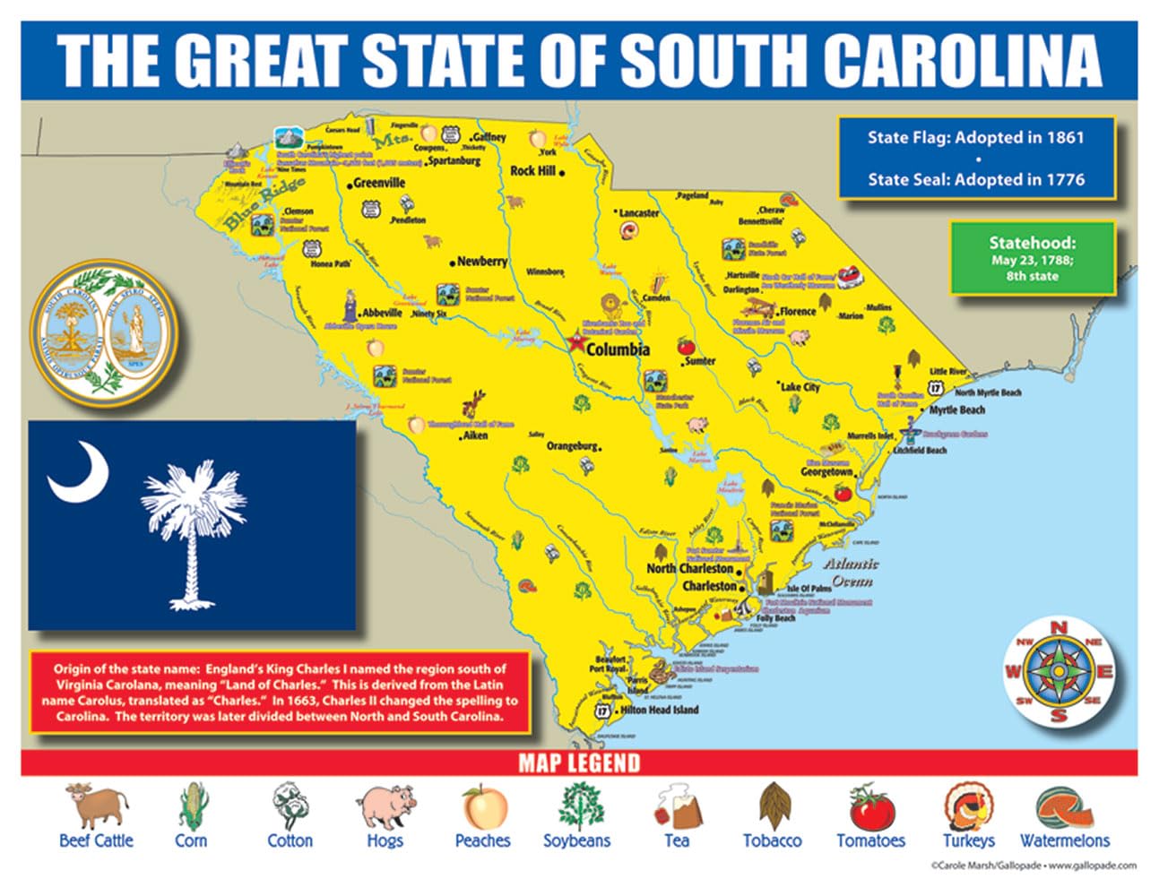Gallopade Publishing Group South Carolina State Map for Students - Pack of 30 (9780635106674)
