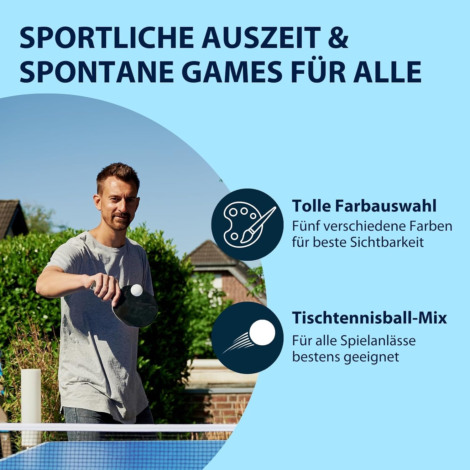 HUDORA Table Tennis Ball Mix Training, Three Stars, Ping Pong Balls Set, for Beginners and Professionals, Indoor and Outdoor Use