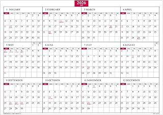 壁掛カレンダー【2026年 1月始まり】A2 ブロックプランナー CK-34