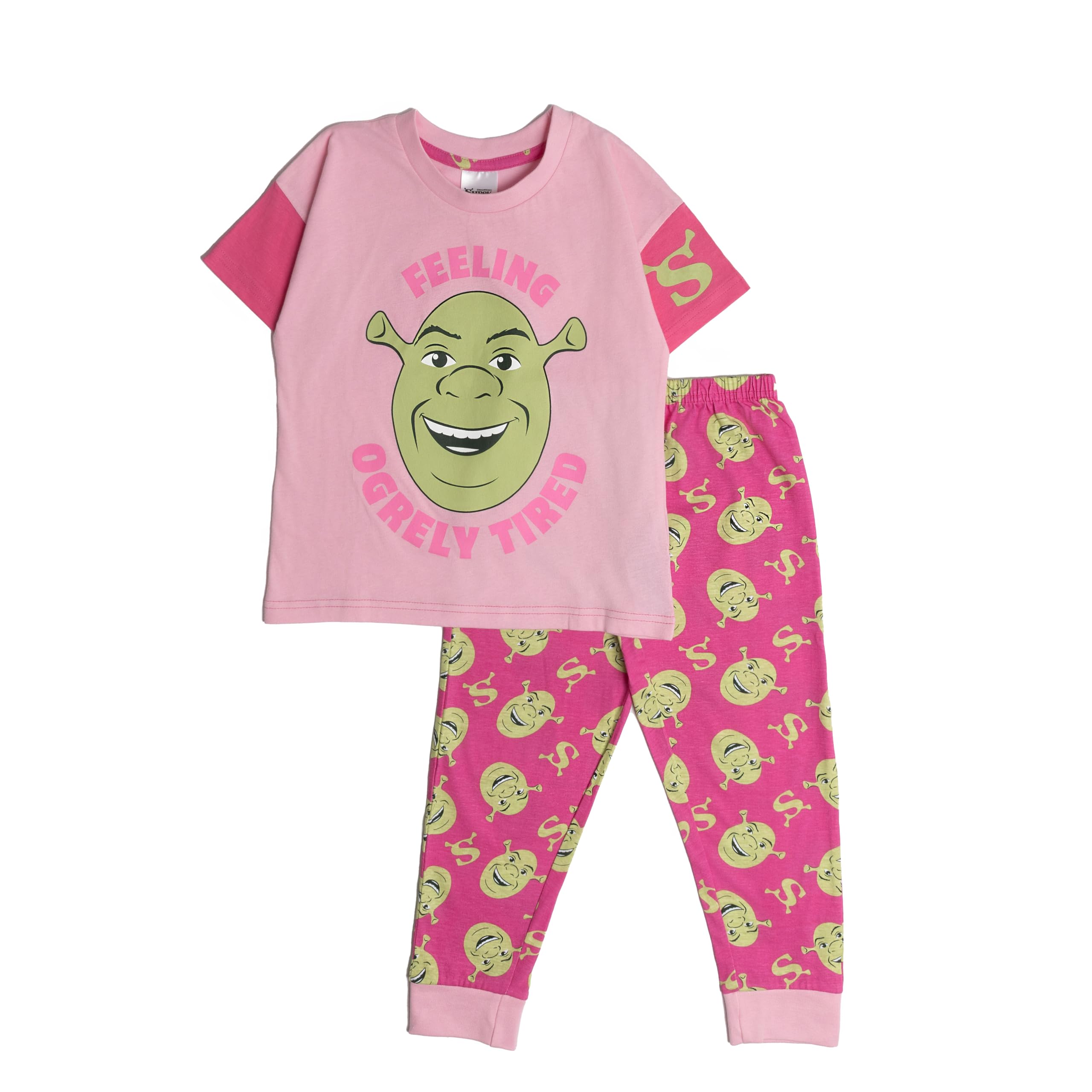 DREAMWORKS Girls Shrek Short Sleeve Top Long Leg Pyjamas Nightwear Pjs Ogre 11-12 Years Pink