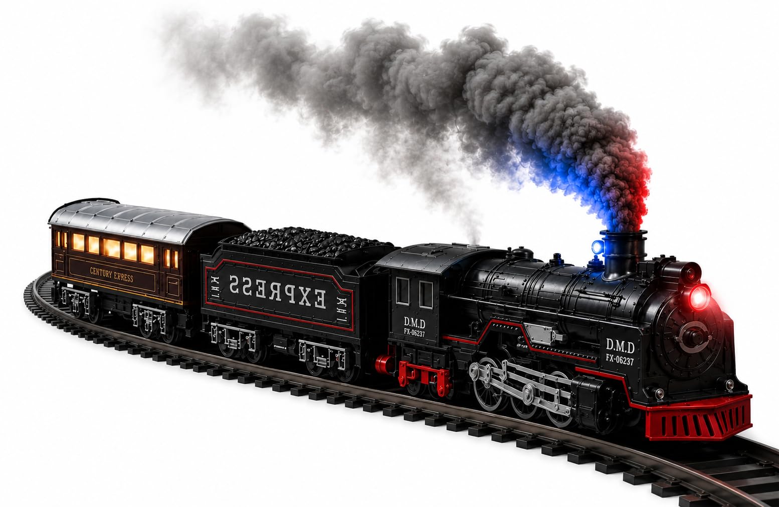 Rechargeable Vintage Black Toy Train Set for Kids | Real Smoke, Sound & Light | 16-Piece Express Toy Train with Track | Birthday Gift for Boys & Girls (3+ Years)-image-8
