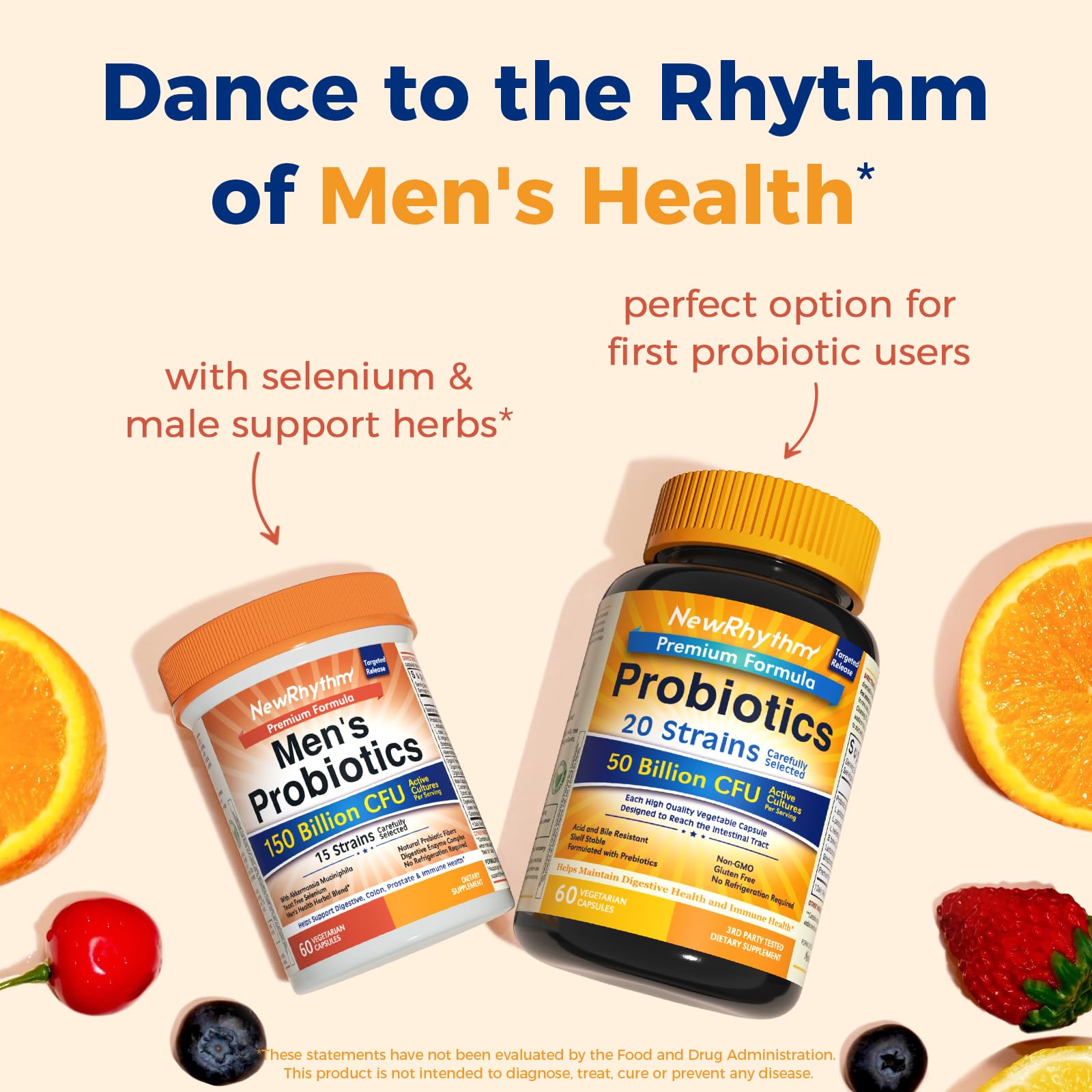 NewRhythm Probiotics for Men, with Prebiotics, Selenium, Digestive Enzymes, Akkermansia Muciniphila, Cranberry Extract, 150 Billion CFU, Digestive, Colon, Immune, Men's Health, 60 Vegan Caps — Amazon image 7