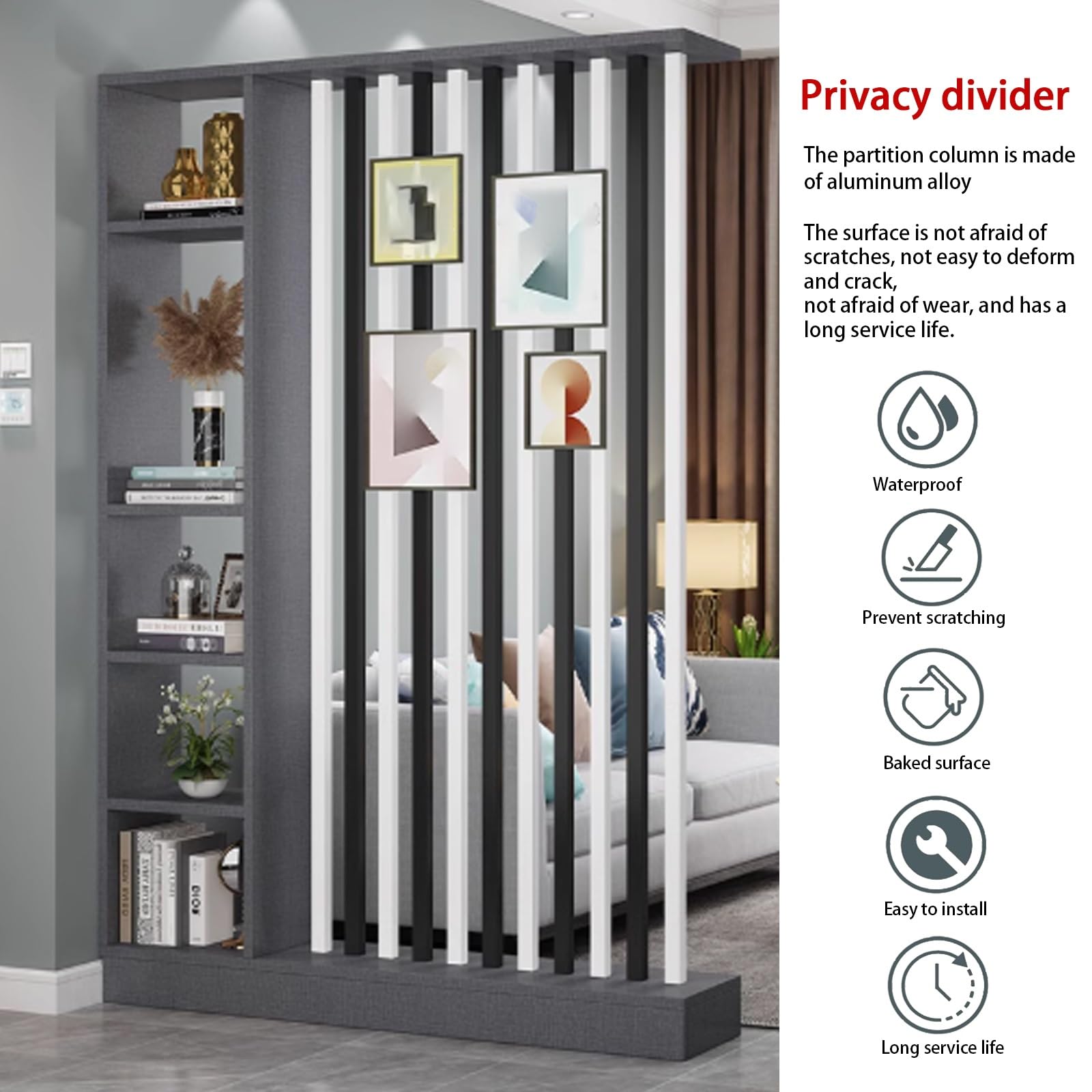 Scaffale divisorio in legno, da parete e armadio per casa, ufficio, ingresso, corridoio e spazio abitativo, espositore con ripiani