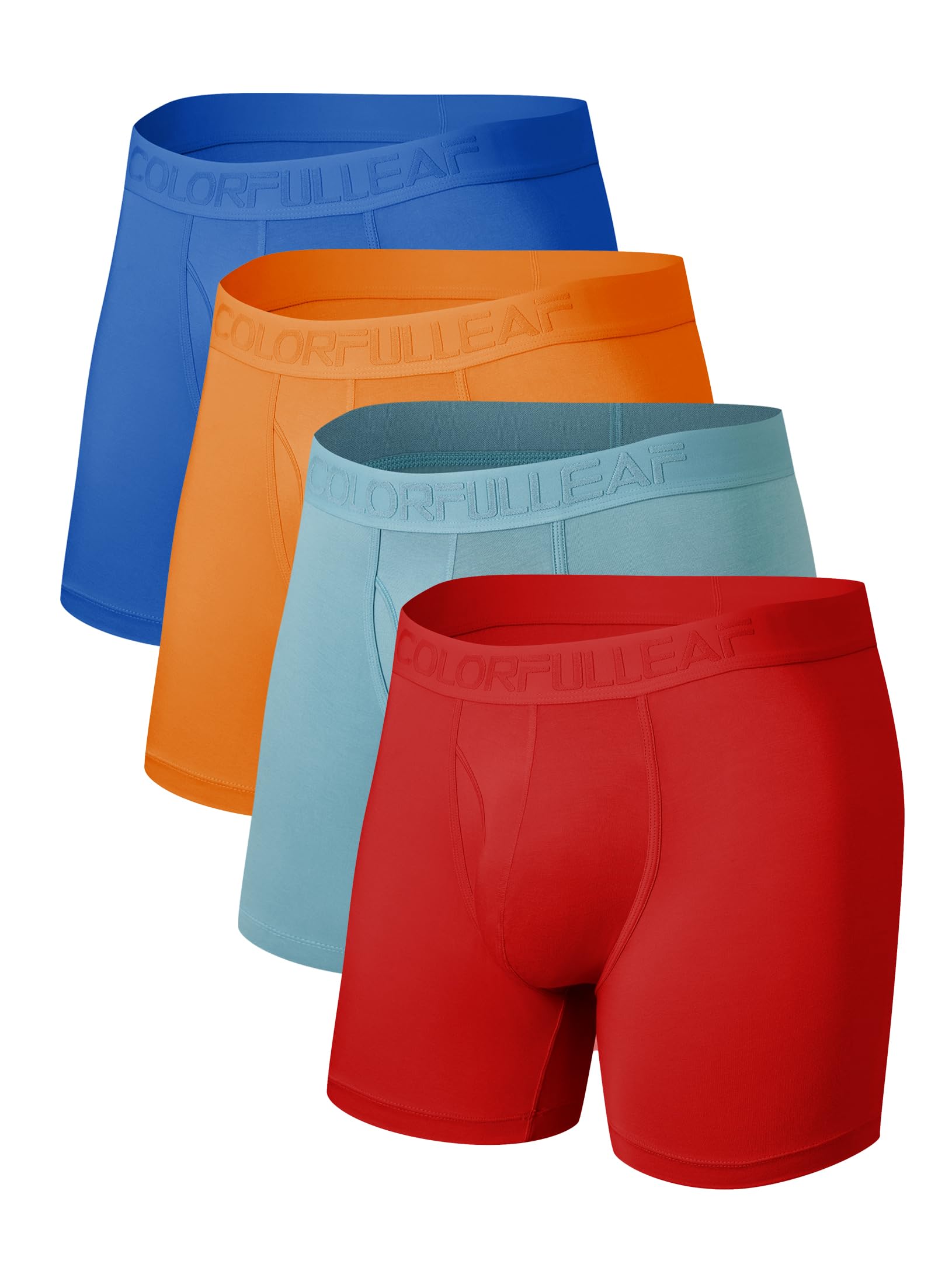 COLORFULLEAF Men's Underwear Breathable Bamboo Rayon Boxer Briefs Lightweight Open Fly Underwear Multipack