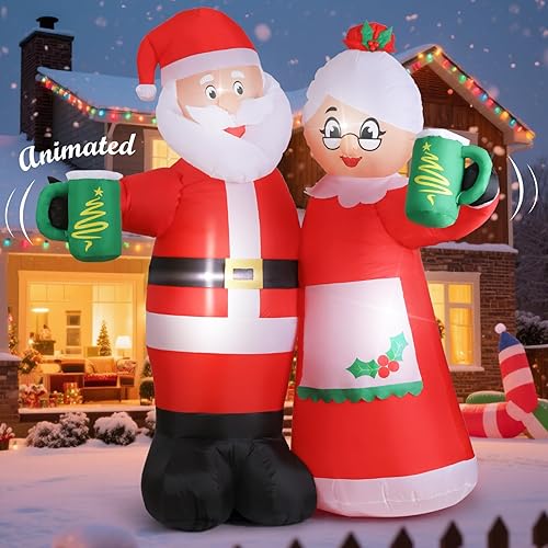 Miniatura 9 de Elegear Decoraciones inflables de Navidad para exteriores, Papá Noel inflable de 6 pies con luces LED, Papá Noel hawaiano, decoraciones inflables de