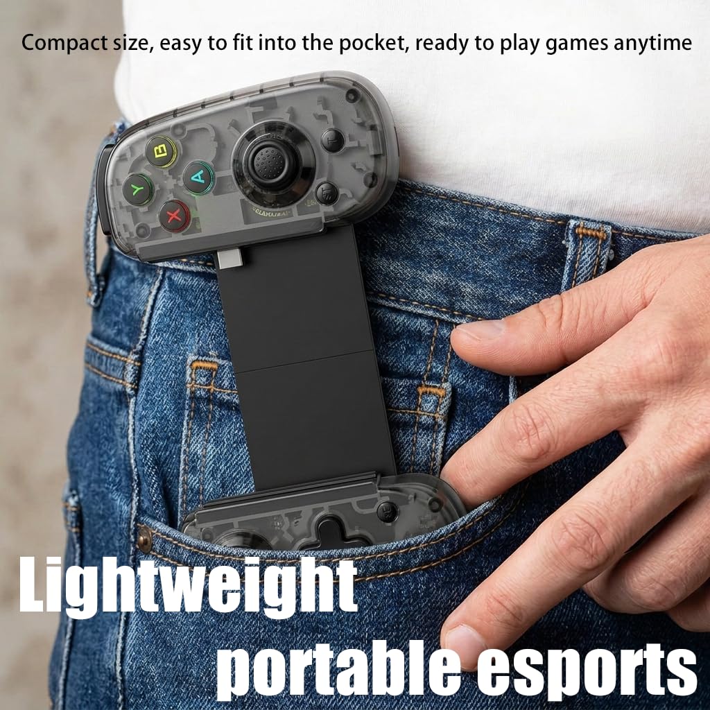 Megadream Controller di gioco mobile USB-C cablato e wireless per iPhone, telefoni Android USB-C, PC, interruttore, supporta Xbox/PS/Steam Remote Play e Cloud Gaming, joystick effetto Hall, Turbo