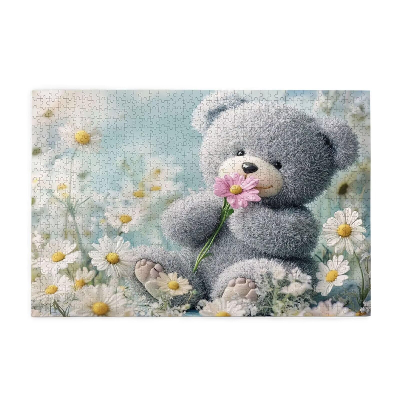 Puzzle 1500 Teile, Puzzle Erwachsene, Holzpuzzle Blume Impossible Jigsaw, Clevere Rätsel, HD Farbe Jigsaw mit Geschenkbox Verpackung for Room Decor, Geschenke für Frauen Kleiner Bär 87x57cm p-1820
