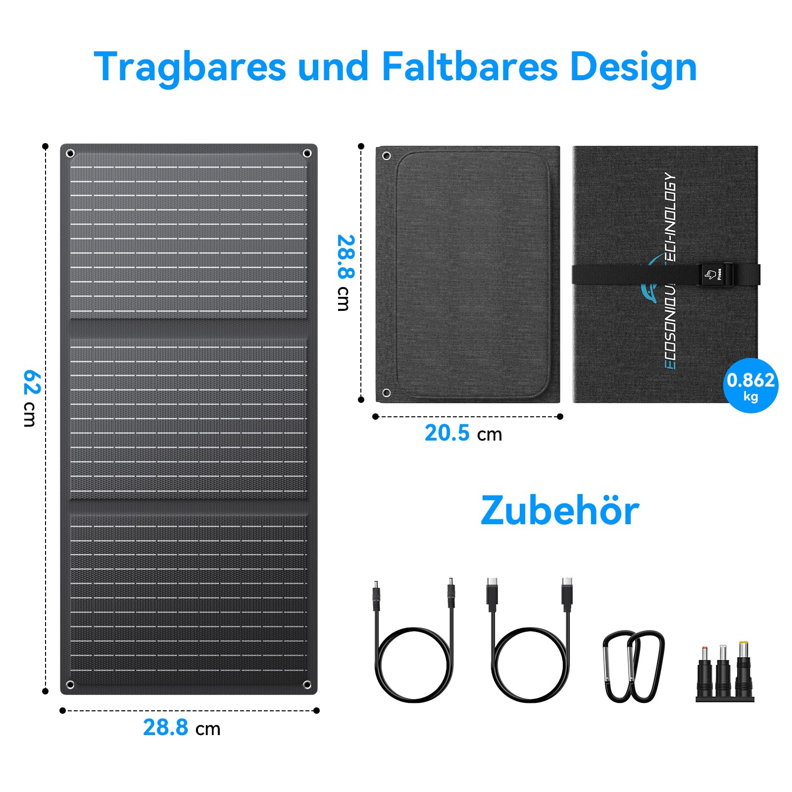 Ecosonique 30w Placas Solares Portatiles Etfe Cargador Solar De Alta Eficiencia 23,5% Con USB-C PD De 18 W Y Carga Rápida Qc3.0, Protección De Seguridad Inteligente Para Móvil Power Bank Y Camping