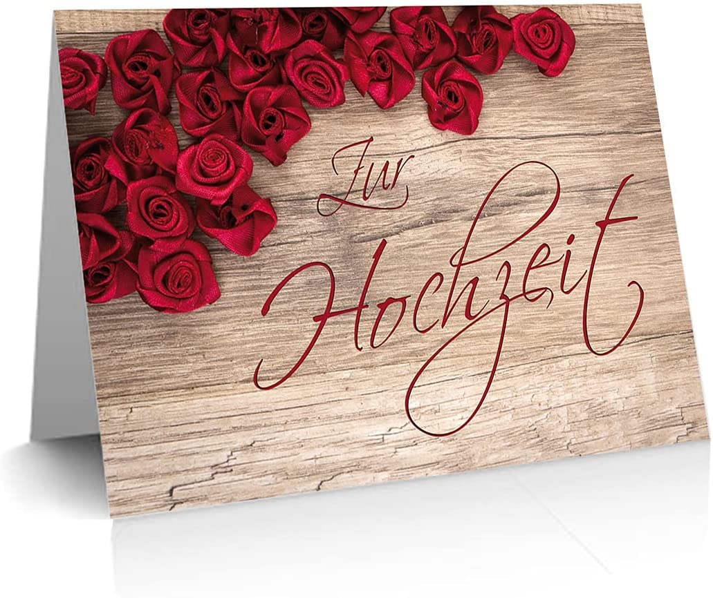Hochzeitsgeschenk Box 1 – Figur 23 cm mit Long-Life-Rose im Teelichtglas, Faltkarte „Zur Hochzeit“ & Acryl Geschenkbox mit Tragegriffen – Geschenk für Brautpaar