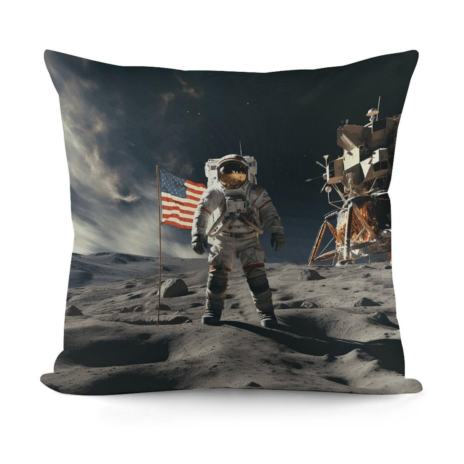 VstaDank Decorative Astronaut Landing on The Moon Throw Pillow Covers Luxury Soft Pillowcases Fluffy Plush Accent Pillow Cases Personalized Square Lumbar Pillows Shells for All Seasons 18" X 18"