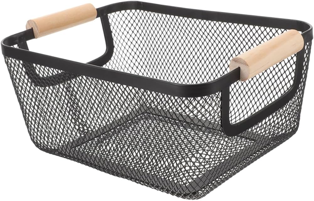 Amazon.co.jp: HOMOCONO 錬鉄製ワイヤーバスケット 木製ハンドル付き