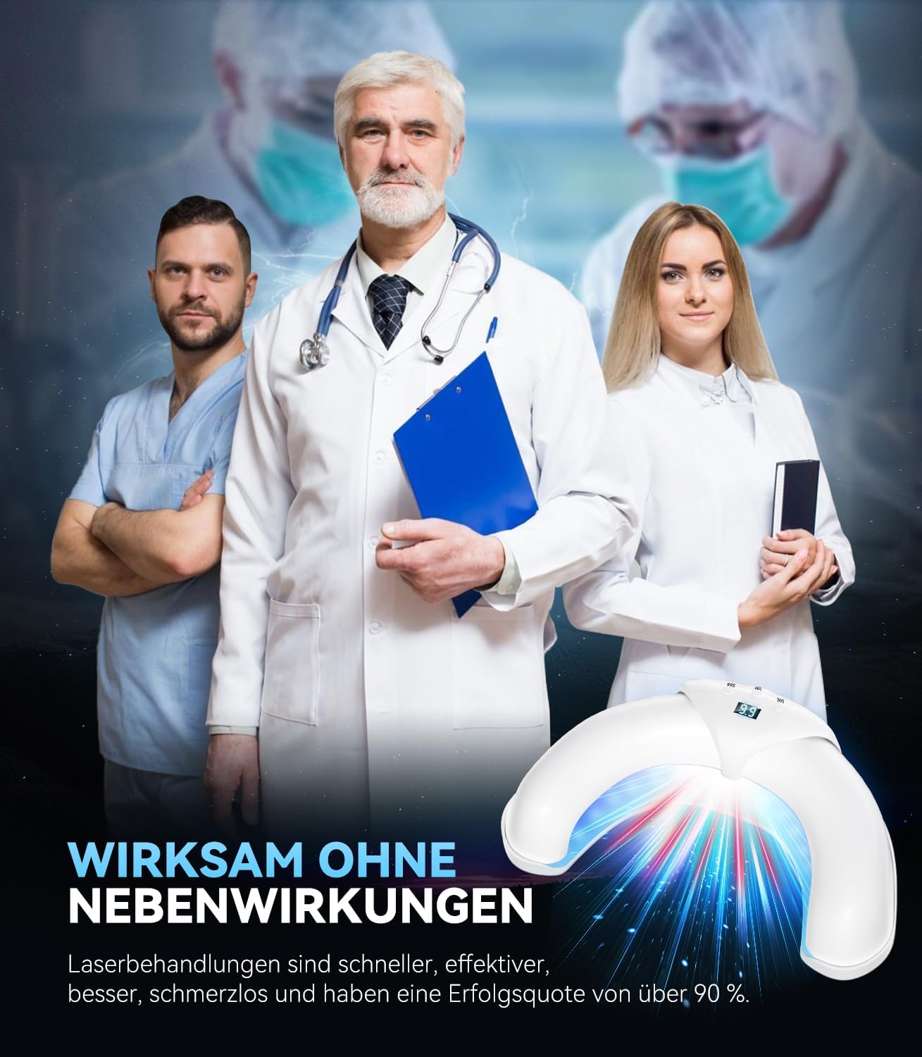 2025 6.0 Nagelpilz Lasergerät【Intelligentes 3 Zeit- 30s/60s/99s】【Duale Wellenlängentechnologie - 470nm Blau & 905nm Infrarot】Ultraportables Faltdesign(White) Antimykotischer Laser