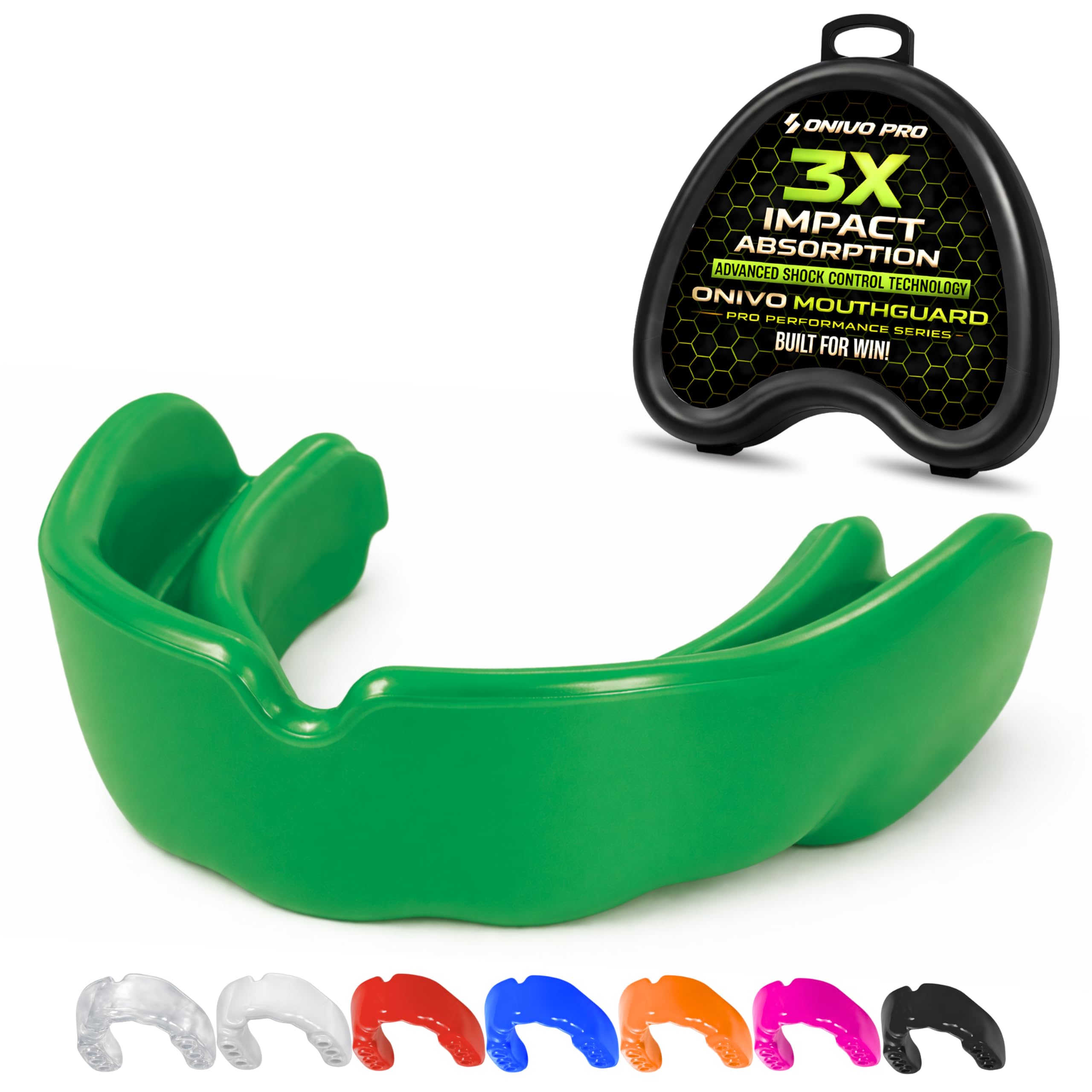 Mouthguard for Kids & Junior Under 11 Years, Gum Shield Kids with Case, Boil and Bite Mouth Guard for Boxing, Rugby, MMA, Muay Thai, Karate, Hockey & Contact Sports (Green, Junior Below 11 Years)