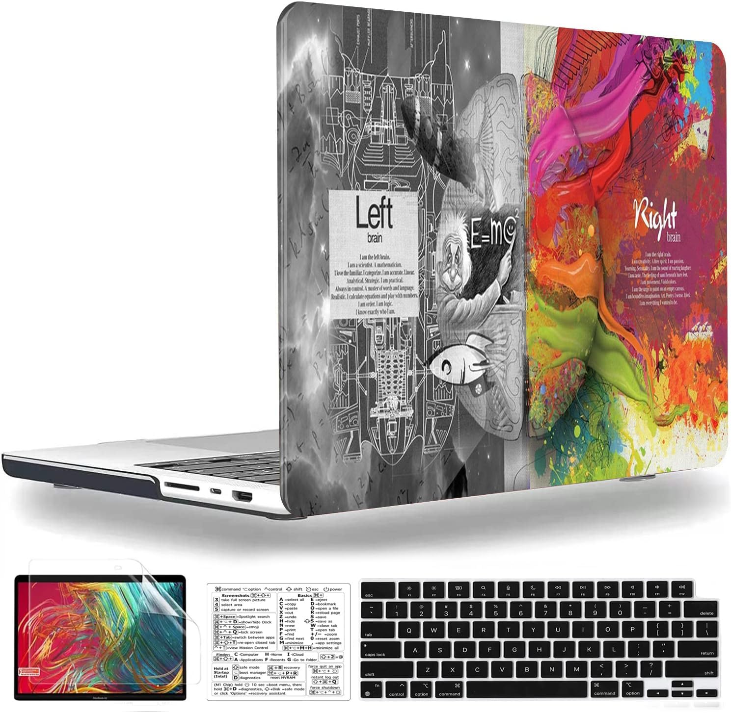 Compatible with MacBook Pro 14 Inch Case 2021-2026 M5 M4 M3 M2 M1 A3427 A3426 A3434 A3185 A3112 A3401 A2992 A2918 A2779 A2442 Hard Shell &Keyboard Cover& Mac OS Sticker (Einstein's Brain)