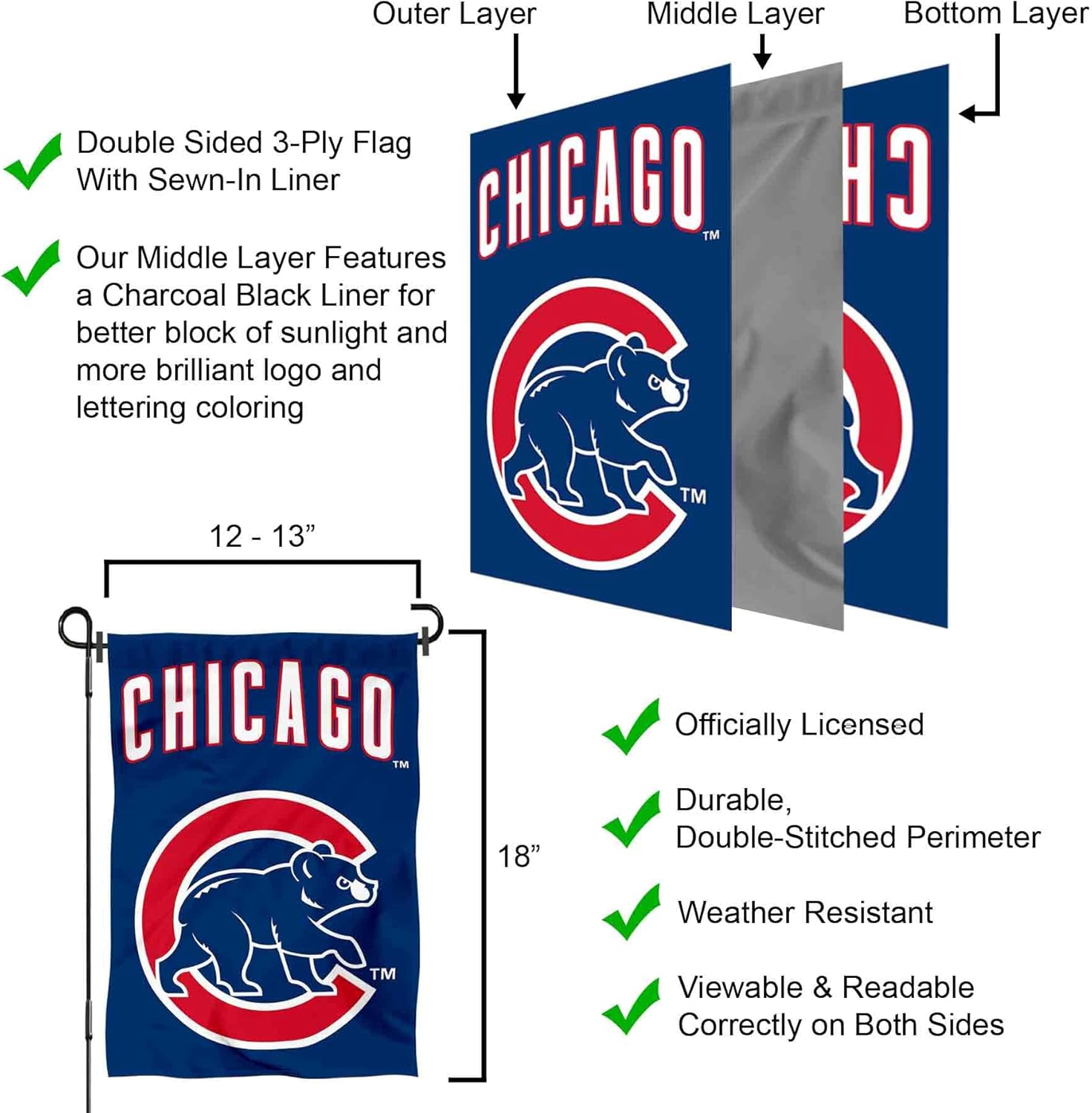 Chicago Baseball Walking Bear Garden Flag with Stand Holder - Image 5
